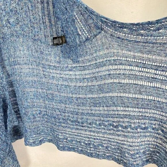 Nic + Zoe Open Knit Linen Blend 3/4 Sleeve Open Front Waterfall Cardigan L - Picture 6 of 8